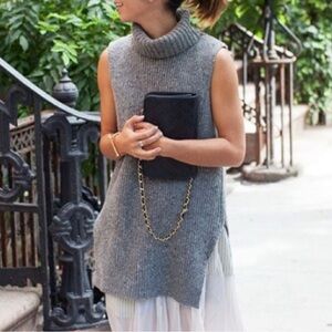 RACHEL Rachel Roy Gray Sleeveless Turtleneck Sweater